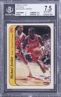 1986/87 Fleer Stickers #8 Michael Jordan Rookie Card – BGS NM+ 7.5